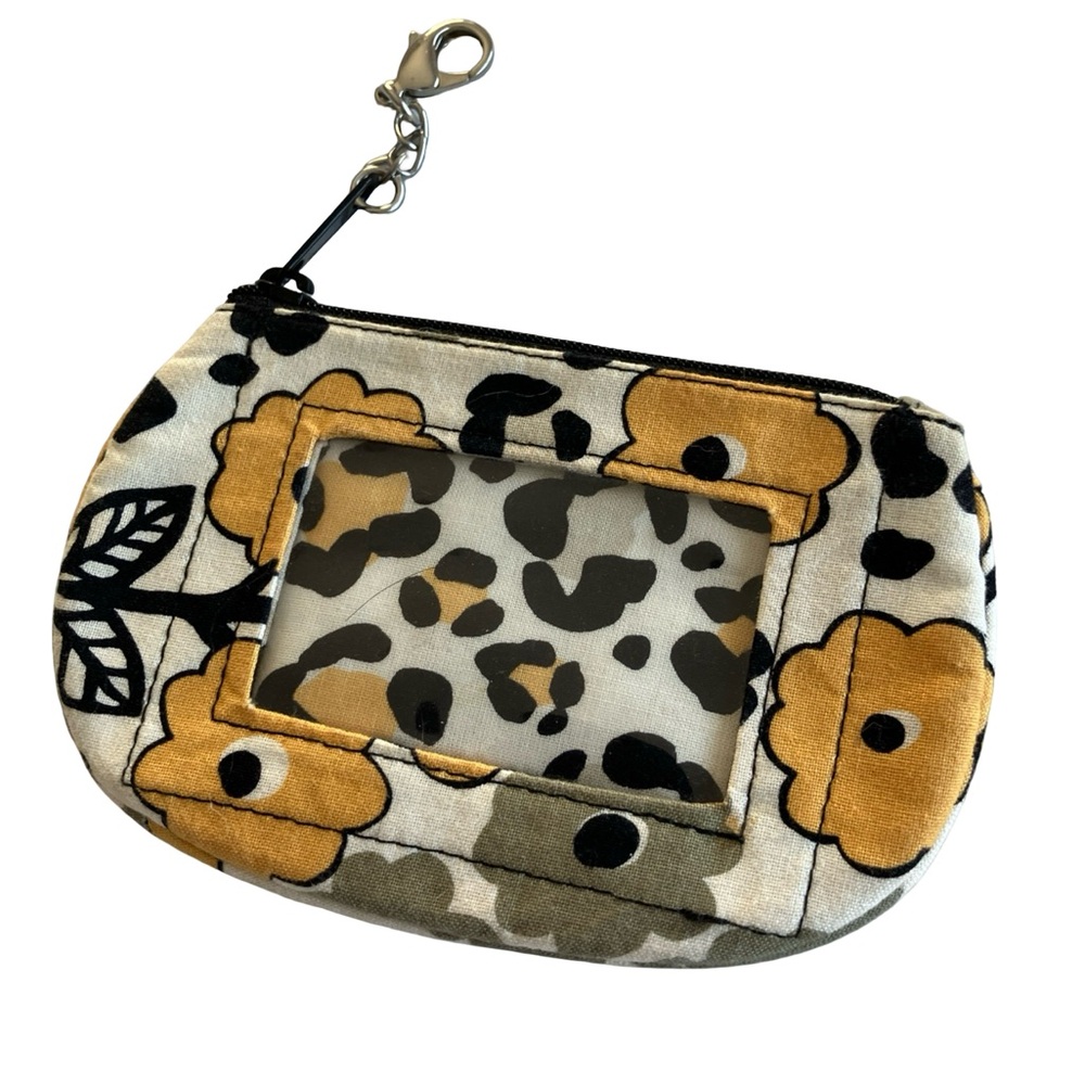 Vera Bradley Clip Zip Window ID Holder Coin Purse Zip Close Lobster Claw Clasp
